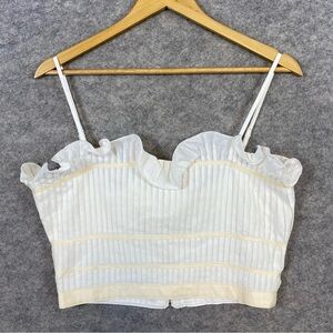 Dee Elly VICI‎ NWT Cropped Cami Top Size M Cream Bandeau Coquette Ruffle Pleated